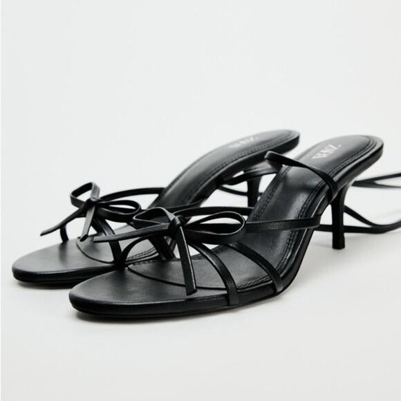 ZARA TIED HEELED SANDALS - Picture 6 of 8